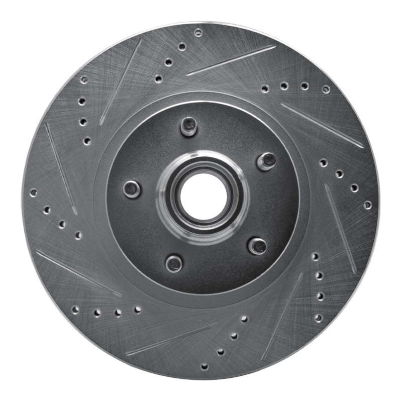 Ford Explorer Sport Trac Brake Rotor (1) - Front Left - R1 Concepts - Drilled & Slotted - Silver - `01-`05